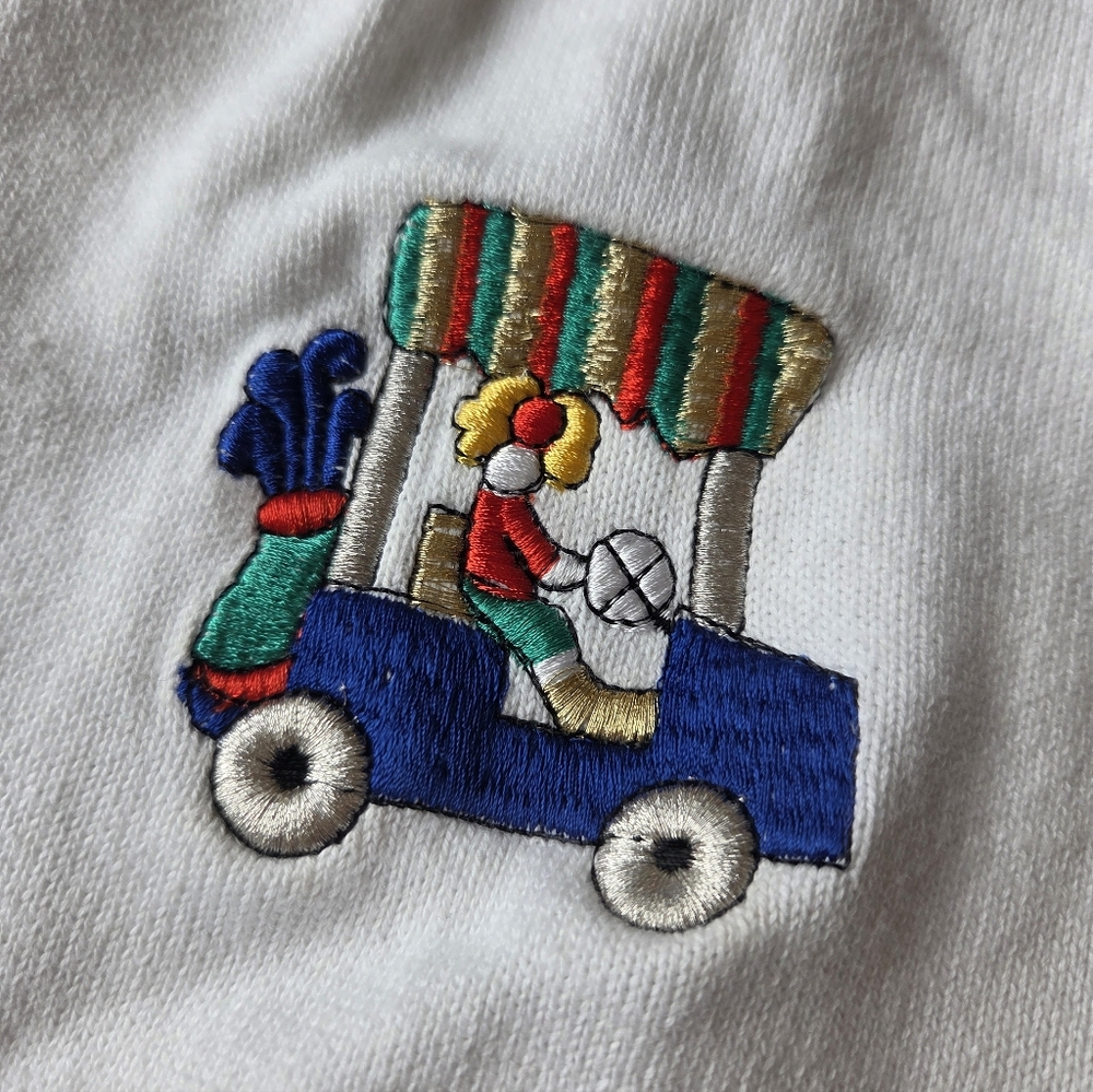 Vintage Bobbie C Embroidered Golf Patch Knit Cardigan Jacket Women Full Zip sz L - Picture 3 of 10